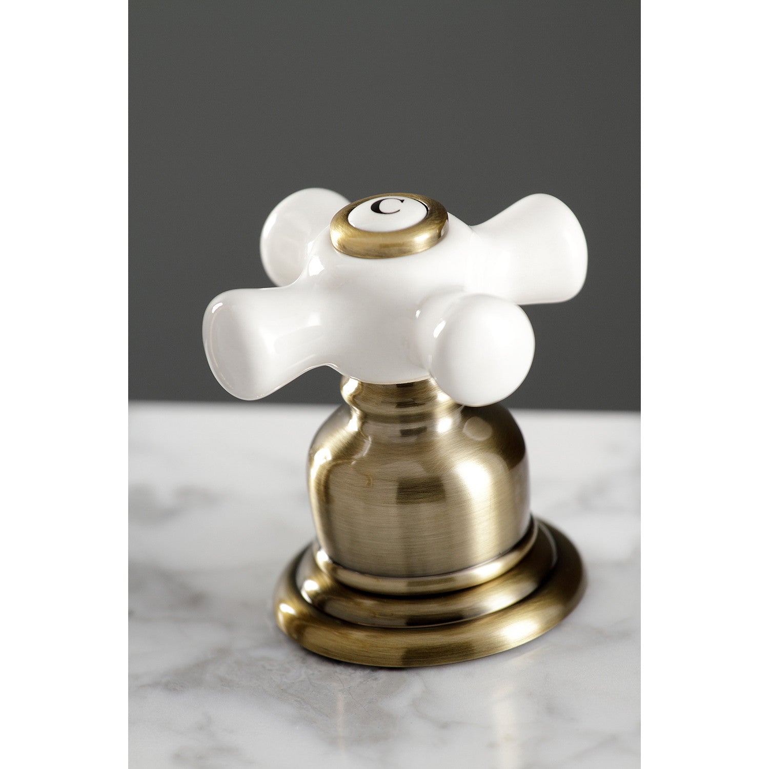 Kingston Heirloom FSC19733PX - American Classic Two-Handle 3-Hole Deck Mount Widespread Bathroom Faucet with Brass Pop-Up, Antique Brass — thumbnail 2